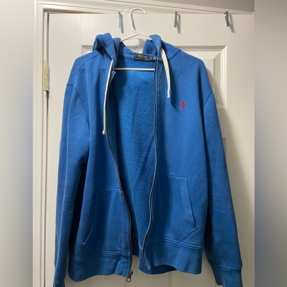 Men’s polo zip up hooded sweatshirt